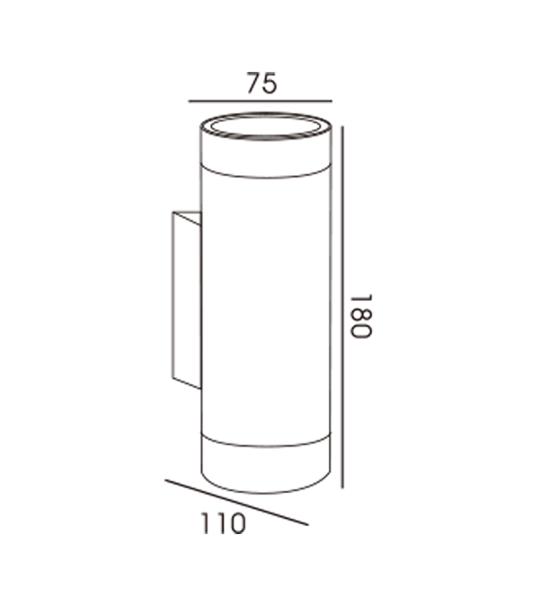 75 runda aluminiumrör tvåvägs vägglampa HR60274 75 runda aluminiumrör tvåvägs vägglampa HR60274