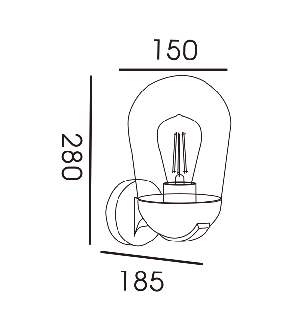 Rocket Head Glasvägglampa HR60111 Rocket Head Glasvägglampa HR60111