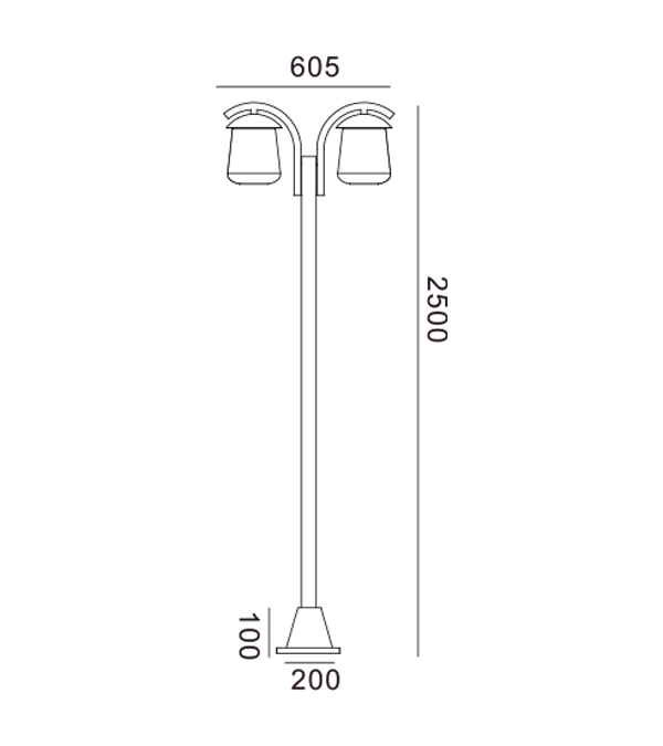 Trädgårdslampa med dubbelt huvud HR60703 Trädgårdslampa med dubbelt huvud HR60703