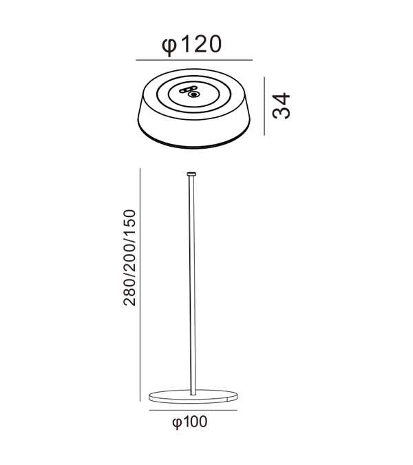 320 Hög platt laddningsbordslampa HR90052-320 320 Hög platt laddningsbordslampa HR90052-320