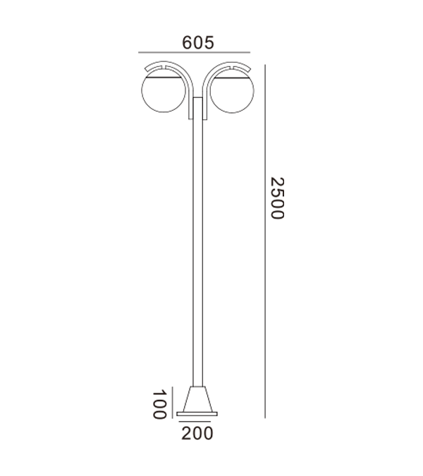 Dubbelt huvud runt glas trädgårdslampa HR60693 Dubbelt huvud runt glas trädgårdslampa HR60693