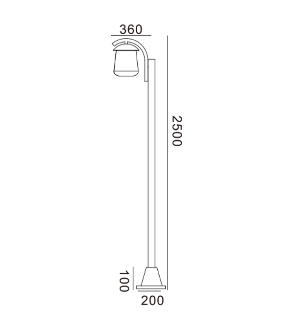 Enkelt huvud, platt trädgårdslampa HR60702 Enkelt huvud, platt trädgårdslampa HR60702